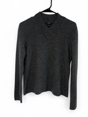 Prive 100% Cashmere Sweater Large Gray Shawl Collar Luxury Knit